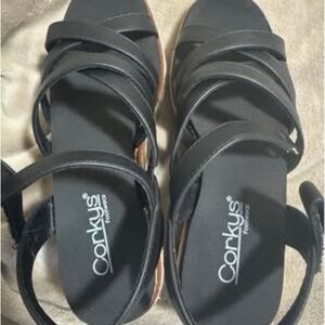 Corkys Black Strappy Sandals